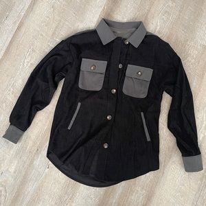 Black and Grey Ribbed Shirt Jacket